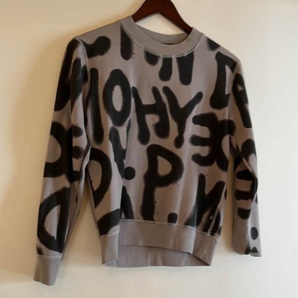 Cheap Monday Sweaters - Cheap Monday xs grey black letter sweater sweatshirt edgy artsy unusual